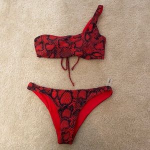 Shein Red Snakeskin Bikini